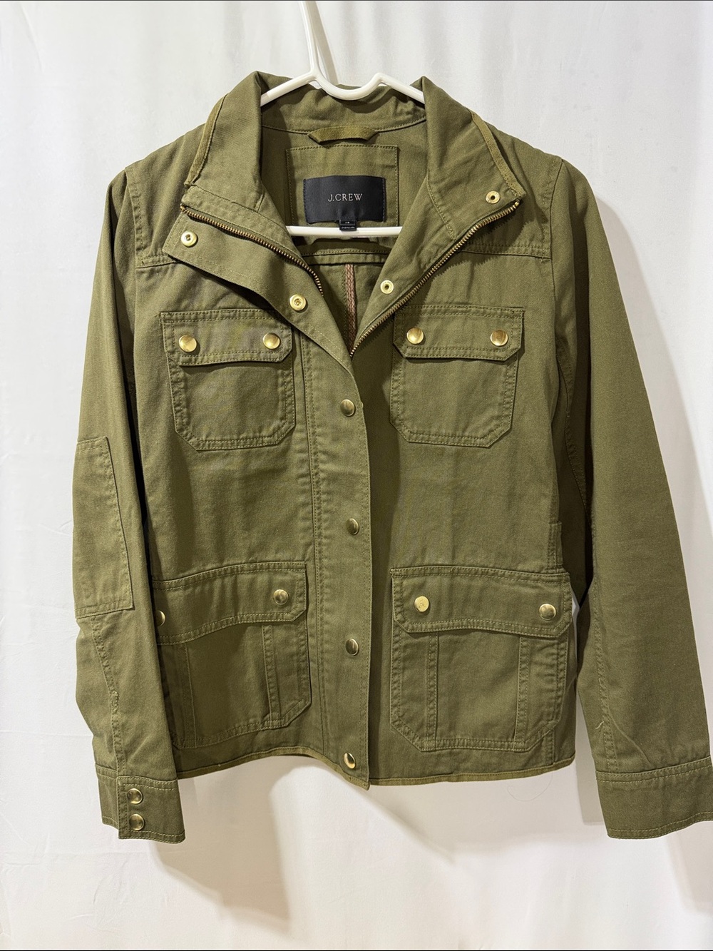 J. Crew Olive Green Utility Jacket with Snap Pockets